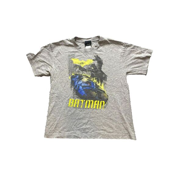 VTG Batman Begins Shirt Youth Large Gray Batmobile Superhero‎ Movie Promo Boys - Picture 1 of 7
